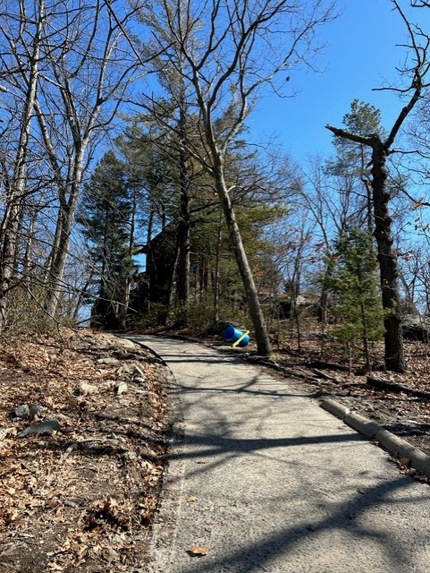 Driveway sloping upward to Mt. Gilboa house