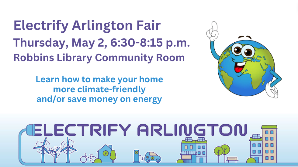 illustration of a globe with arms and eyes telling us about the Electrify Arlington Fair, logo accross bottom whoes circuits in the shapes of buldings