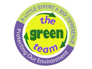 Text in a circle: The Green Team Protecting our Environment - A Little Effort a Big Difference